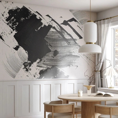 Fotomurali Premium Sand - Astrazione: espressione di nero - Pezzo, Moderno, Bianco e nero - 300x210 cm