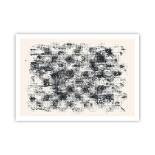 Poster - Composizione astratta nebbiosa in tonalità di grigio - 100x70cm - Composizione nebbiosa - Decorazione murale moderna per soggiorno e camera da letto ARTTOR