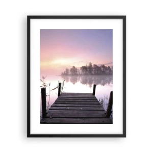 Poster in cornice nera - Nebbia color lilla - 40x50 cm