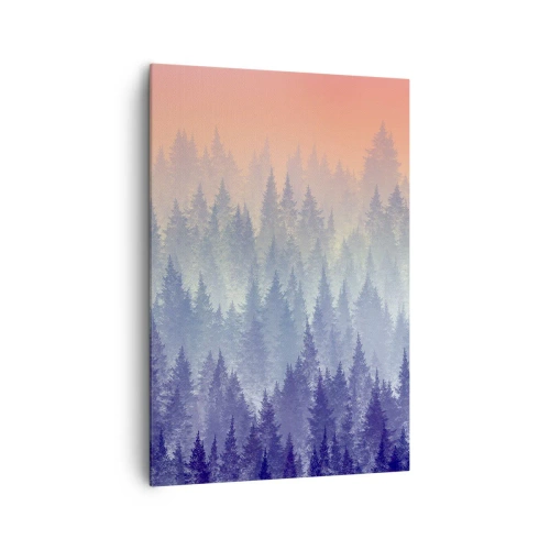 Quadro su tela - Stampe su Tela - Una foresta nebbiosa nei toni del viola e dell'arancione - 70x100cm - Alto, più in alto, fino al cielo - Decorazione murale moderna per soggiorno e camera da letto ARTTOR