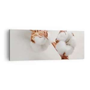 Quadro su tela - Stampe su Tela - Un rametto di cotone su uno sfondo sottile - 140x50cm - Semplicemente un abbraccio - Decorazione murale moderna per soggiorno e camera da letto ARTTOR