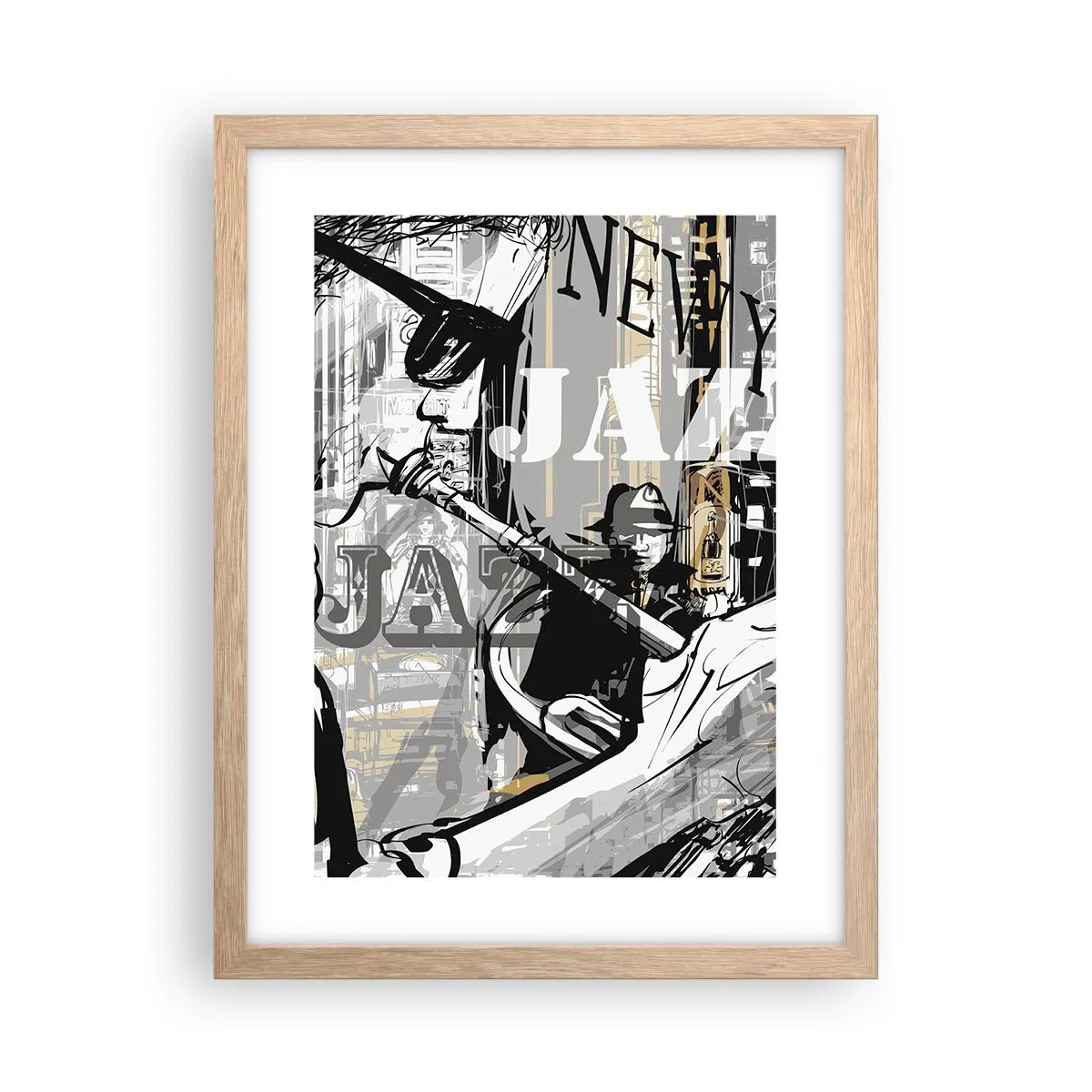 Poster in cornice rovere chiaro - Al ritmo di New York - 30x40 cm