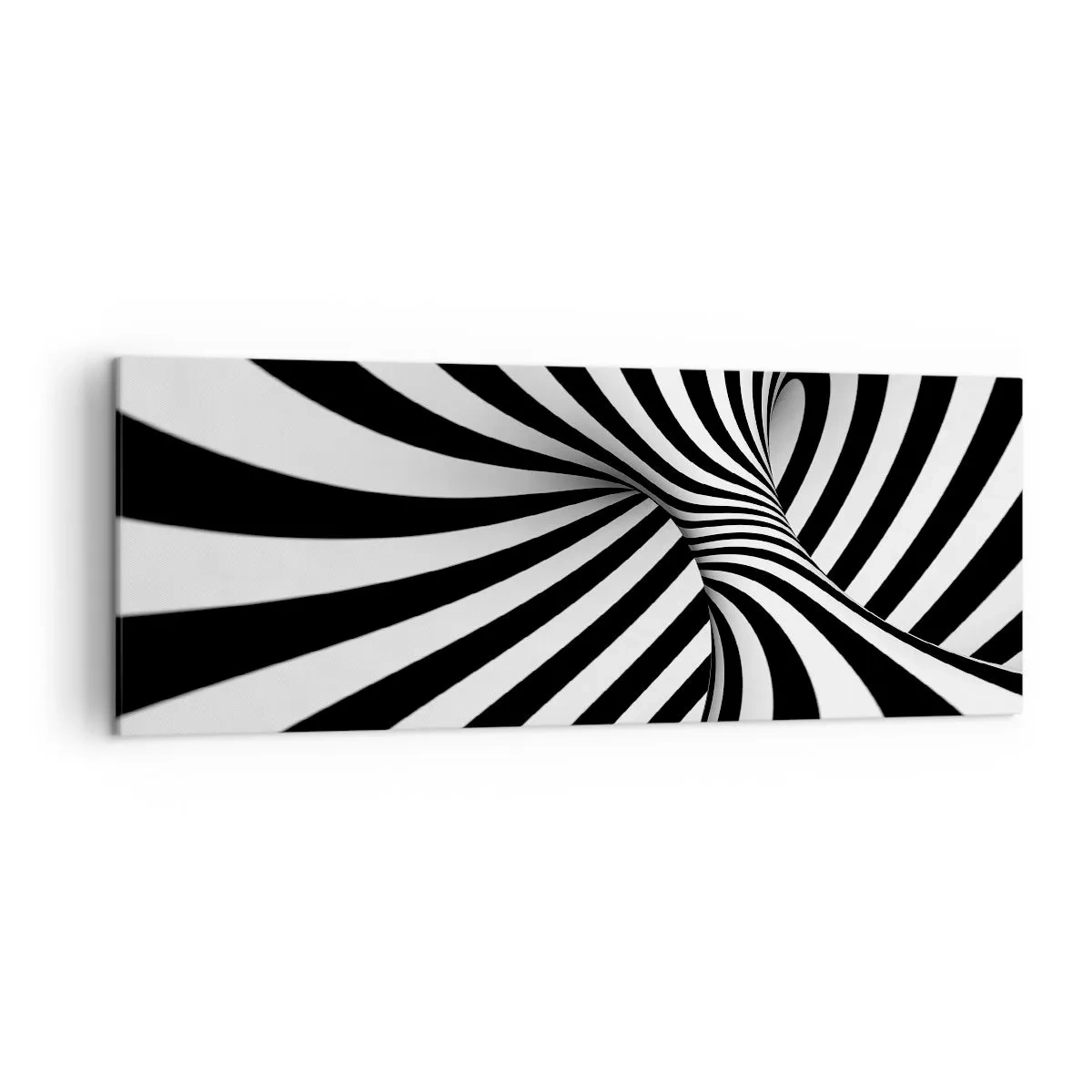 Quadro su tela - Stampe su Tela - Tunnel astratto con strisce a spirale bianche e nere - 140x50cm - Composizione: spazio danzante - Decorazione murale moderna per soggiorno e camera da letto ARTTOR