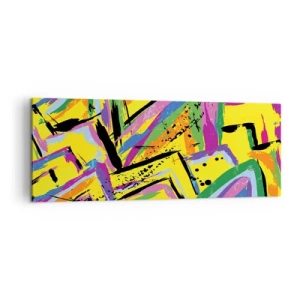 Quadro su tela - Stampe su Tela - Astrazione vivida in colori vivaci e forme dinamiche - 140x50cm - Grida di gioia - Decorazione murale moderna per soggiorno e camera da letto ARTTOR