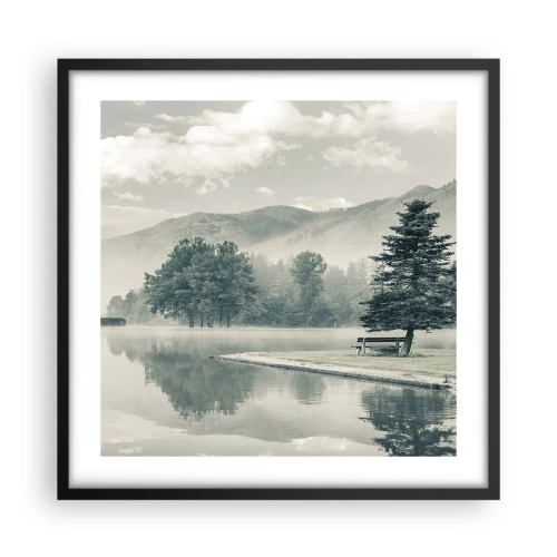 Poster in cornice nera - Il lago dorme ancora - 50x50 cm