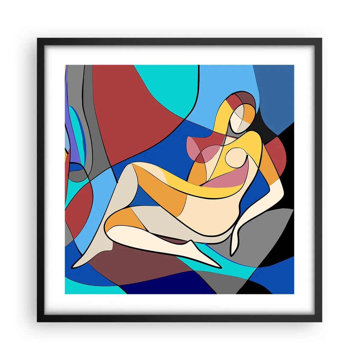 Poster in cornice nera - Nudo cubista - 50x50 cm
