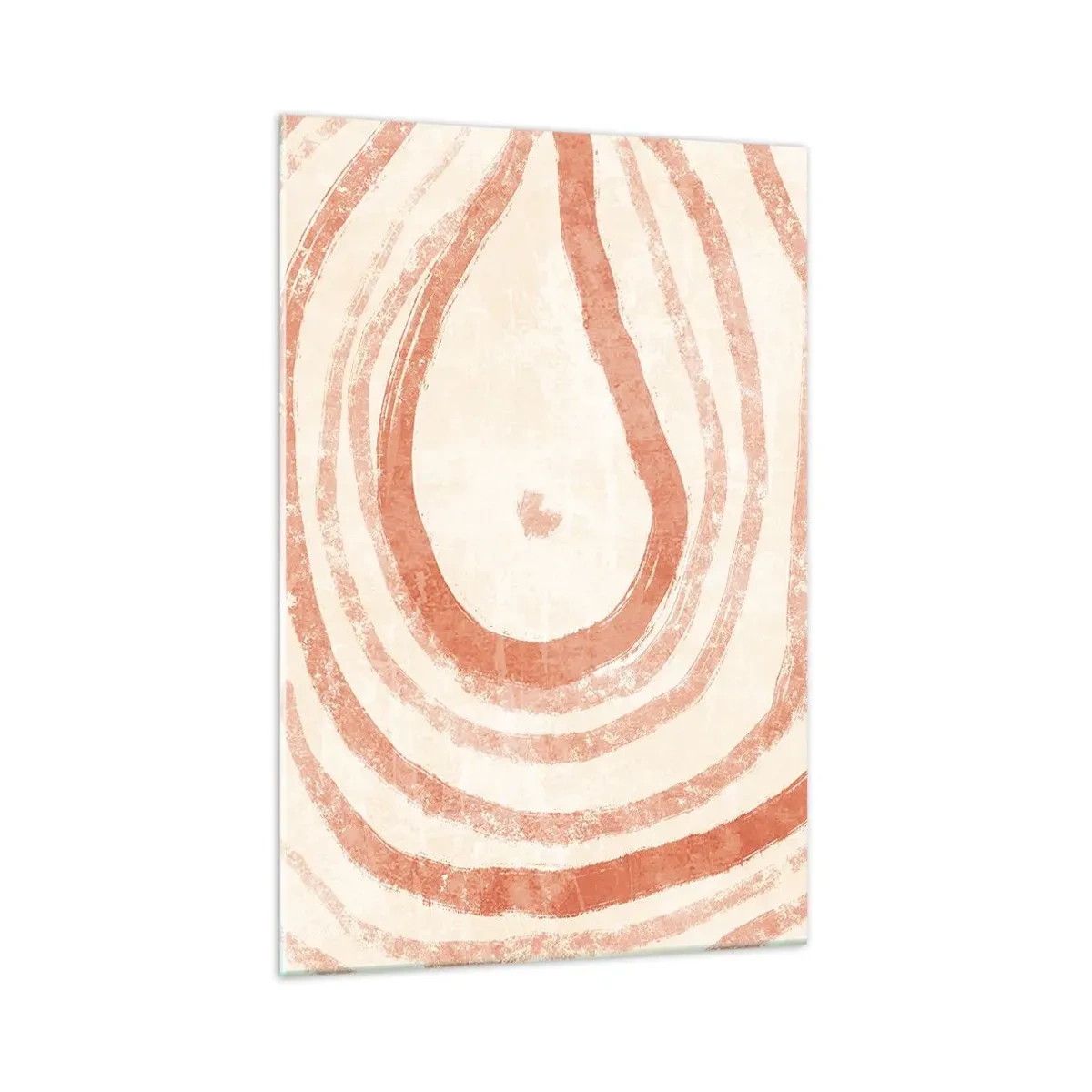 Quadro su vetro - Un motivo astratto di linee concentriche nelle tonalità del terracotta. - 70x100cm - Cerchi di corallo - Decorazione murale moderna per soggiorno e camera da letto ARTTOR