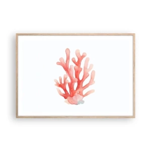 Poster in cornice rovere chiaro - Corallo color corallo - 100x70 cm