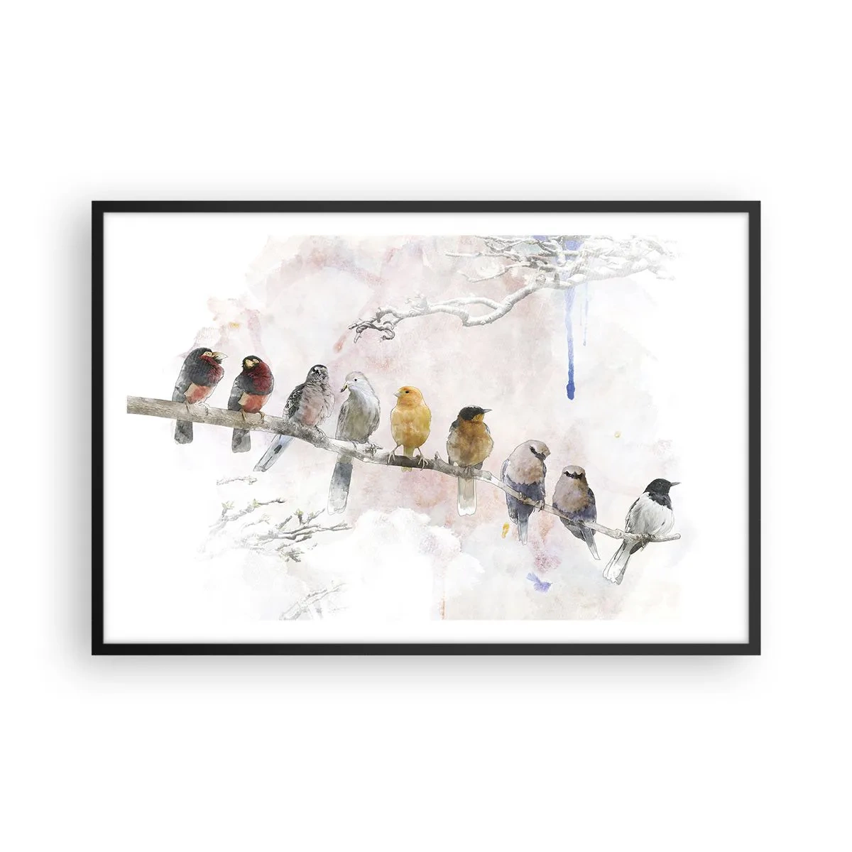 Poster in cornice nera - Incontro alato - 91x61 cm