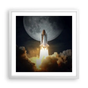 Poster in cornice bianca - L'inizio di un'avventura spaziale - 50x50 cm
