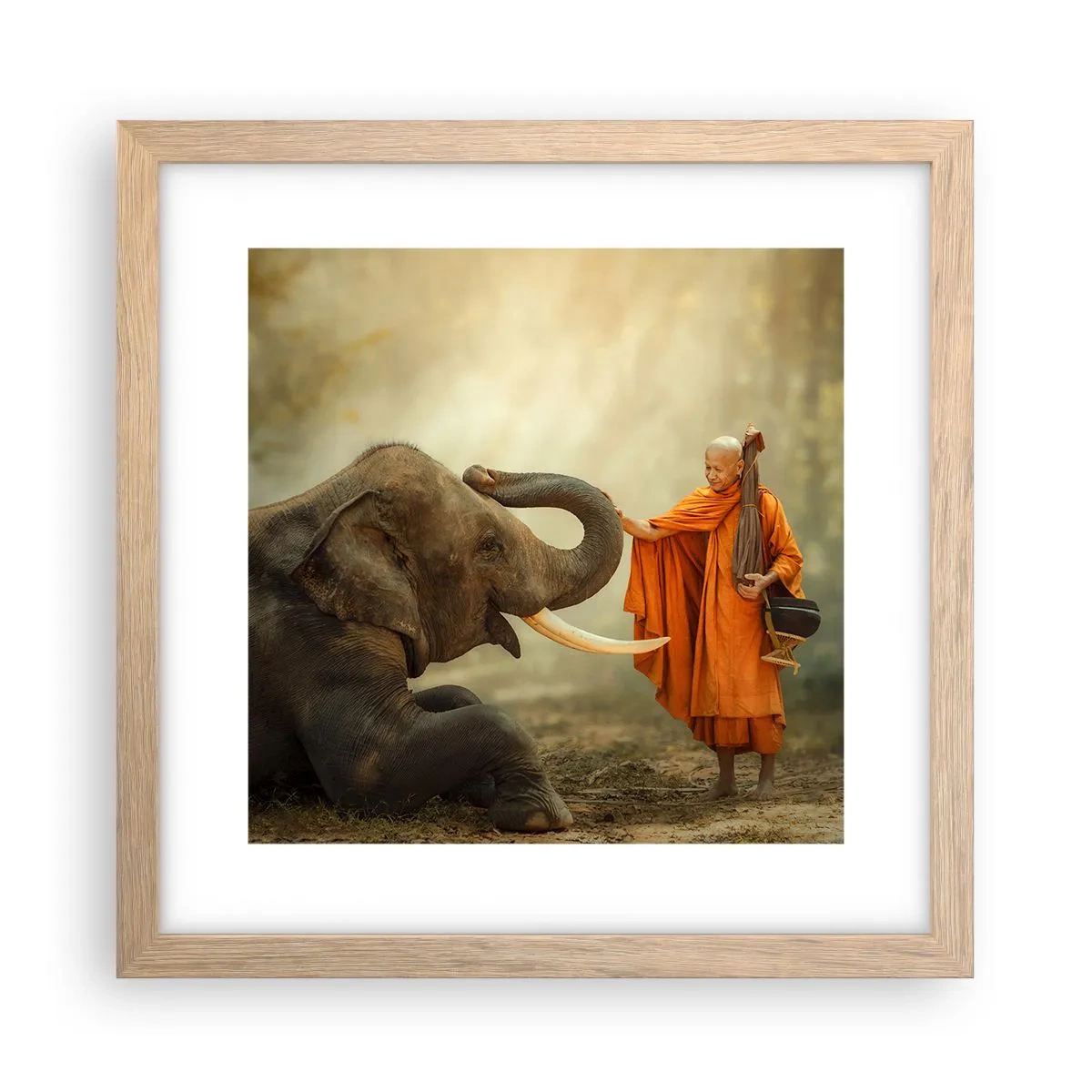 Poster in cornice rovere chiaro - Incontro nel viaggio - 30x30 cm