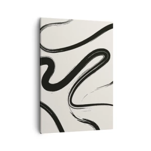 Quadro su tela - Stampe su Tela - Linee curve in bianco e nero su uno sfondo chiaro - 50x70cm - Capriccio bianco e nero - Decorazione murale moderna per soggiorno e camera da letto ARTTOR