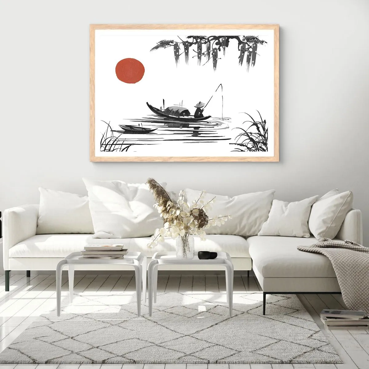 Poster in cornice rovere chiaro - Pomeriggio asiatico - 100x70 cm