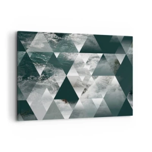 Quadro su tela - Stampe su Tela - Motivo geometrico con motivo a onde nei toni del verde - 120x80cm - Prospettiva di cristallo - Decorazione murale moderna per soggiorno e camera da letto ARTTOR