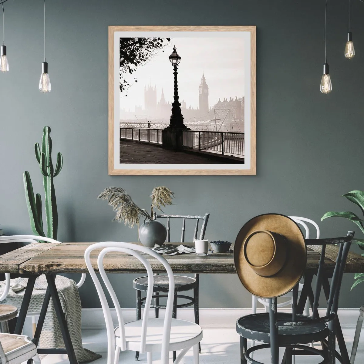 Poster in cornice rovere chiaro - Un mattino a Londra - 60x60 cm
