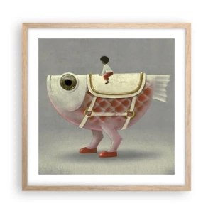Poster in cornice rovere chiaro - Il cavaliere del pesce - 50x50 cm