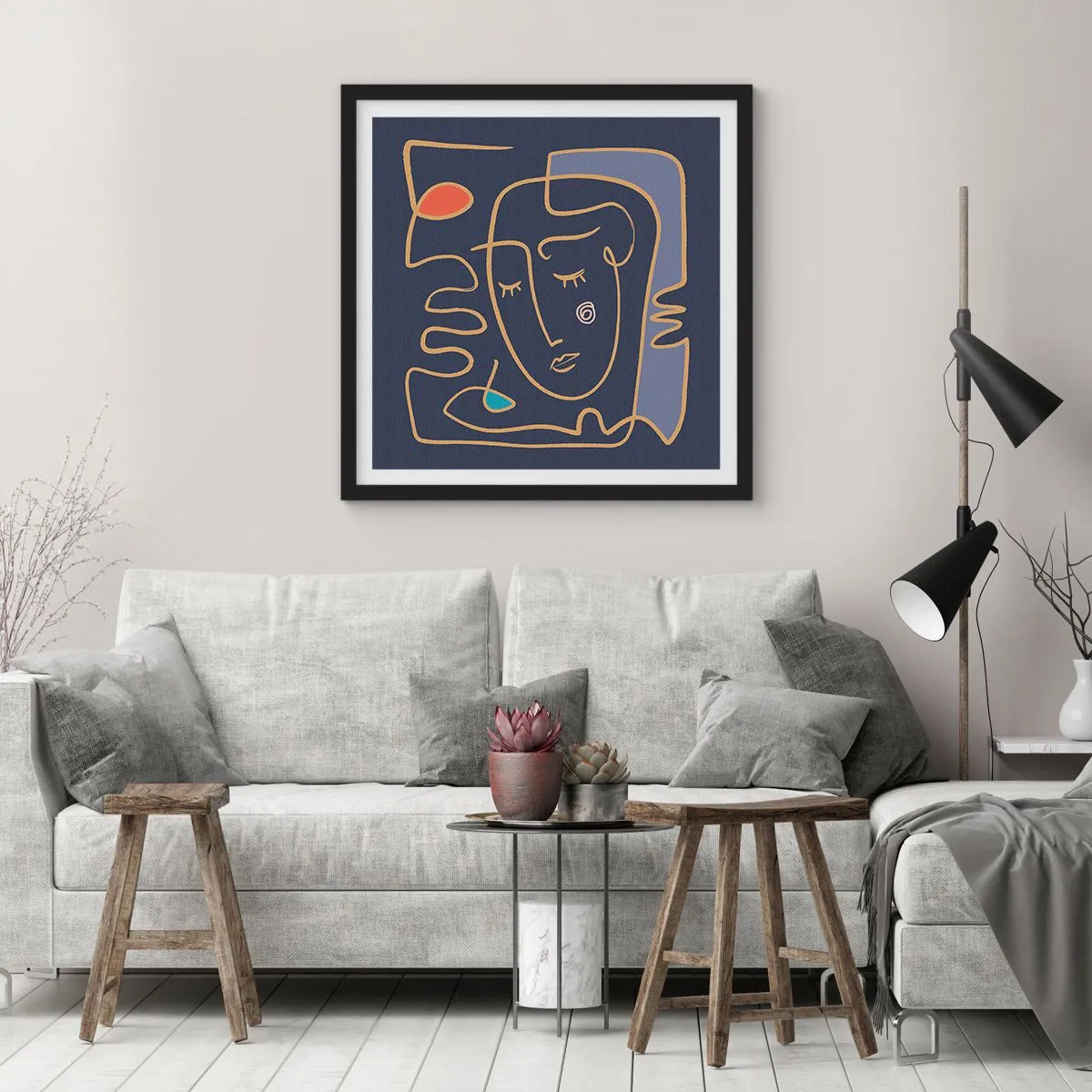 Poster in cornice nera - Pensierosa - 40x40 cm