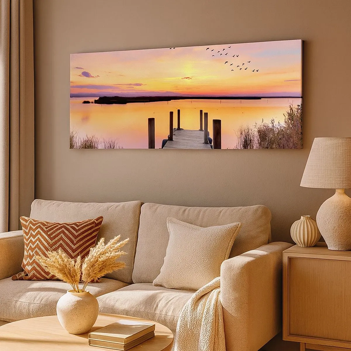 Quadro su tela - Stampe su Tela - Alba viola e silenziosa - 100x40 cm