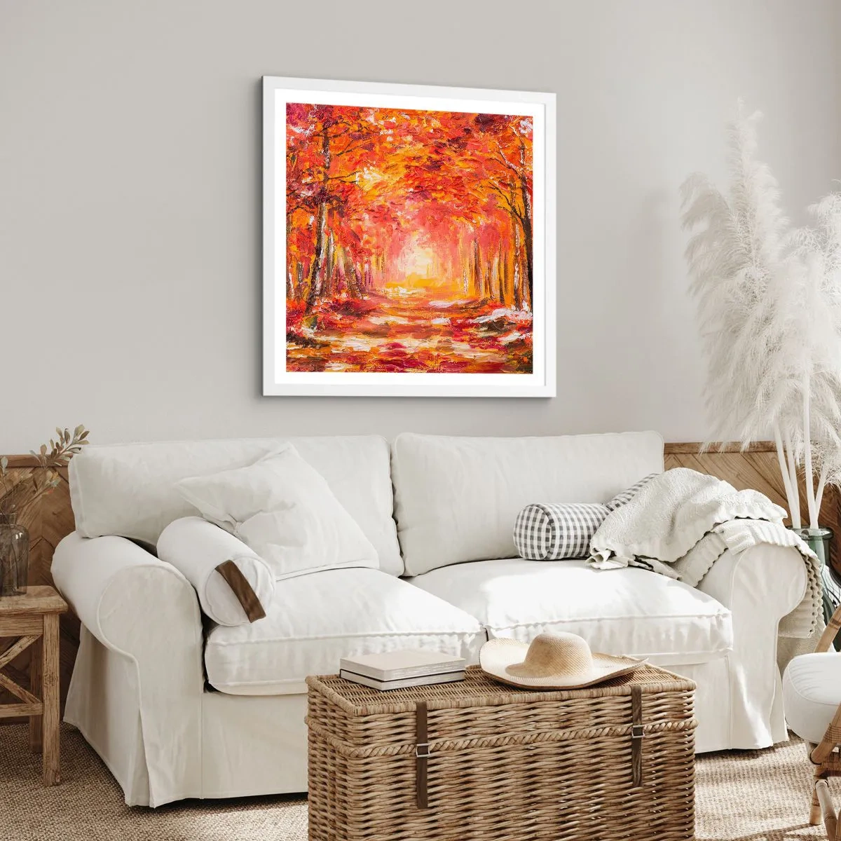 Poster in cornice bianca - Foresta di rame - 60x60 cm