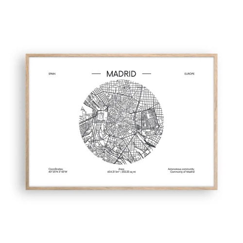 Poster in cornice rovere chiaro - Anatomia di Madrid - 100x70 cm
