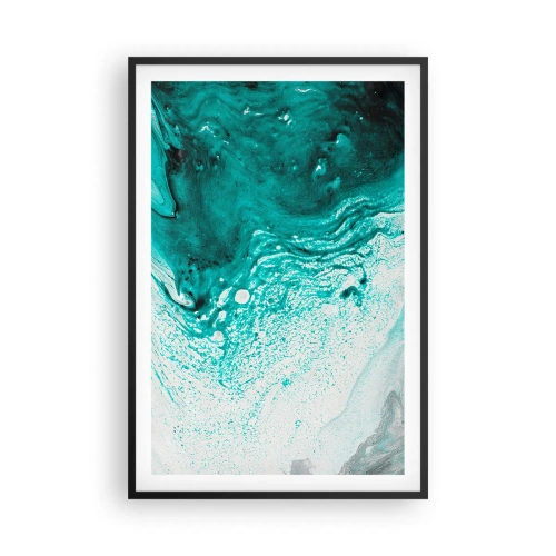 Poster in cornice nera - Sciogliendosi nel bianco e nel turchese - 61x91 cm