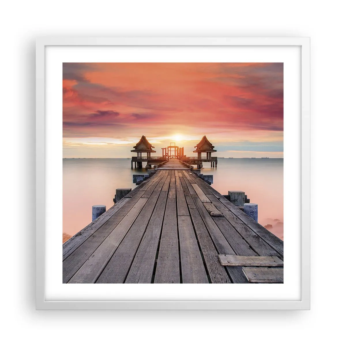 Poster in cornice bianca - Tramonto d'oriente - 50x50 cm