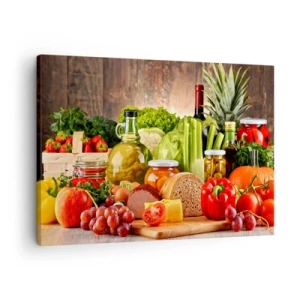 Quadro su tela - Stampe su Tela - Frutta, verdura e prodotti alimentari colorati - 70x50cm - Affumicati, arrostiti, marinati - Decorazione murale moderna per soggiorno e camera da letto ARTTOR