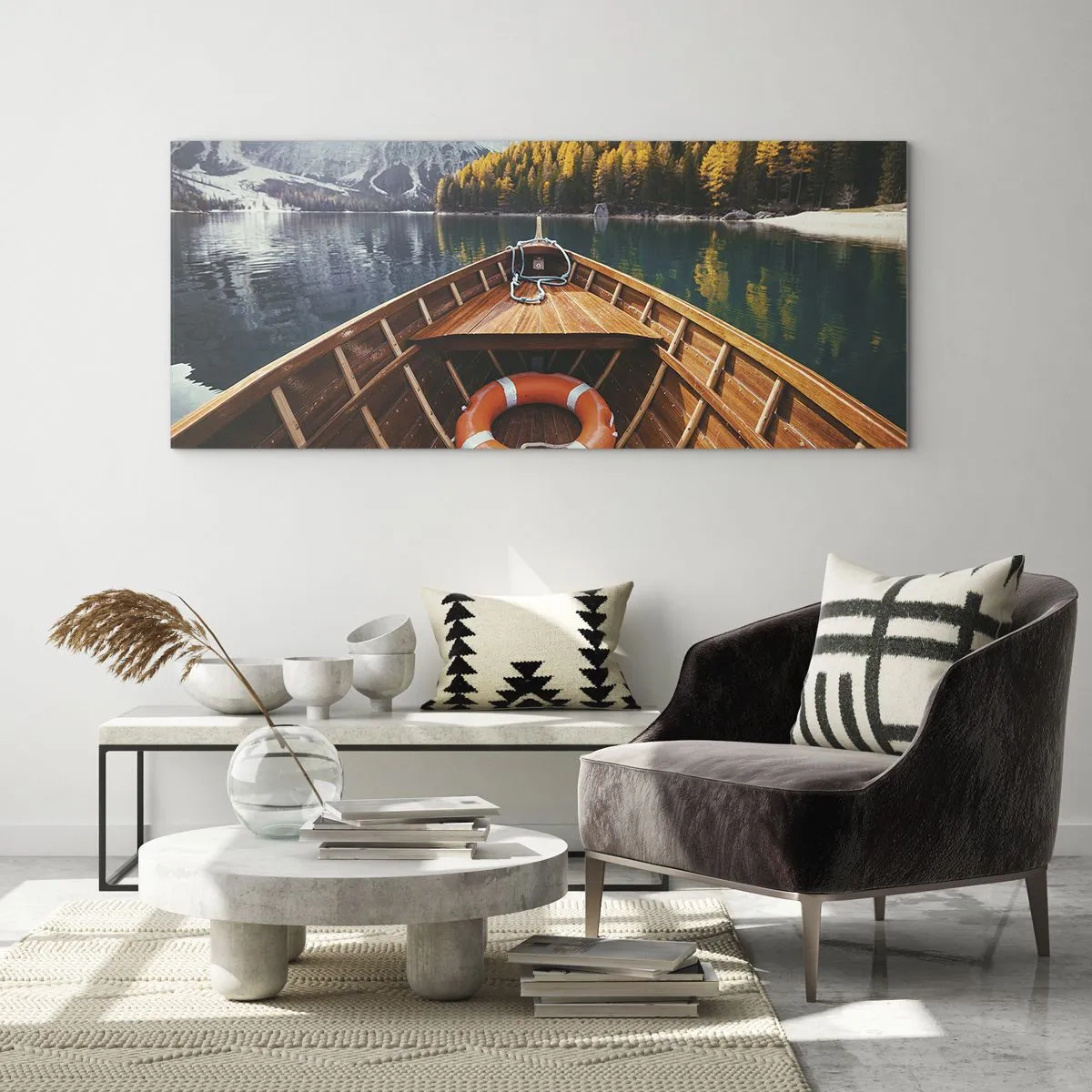 Quadro su vetro - Gita sui monti - 90x30 cm