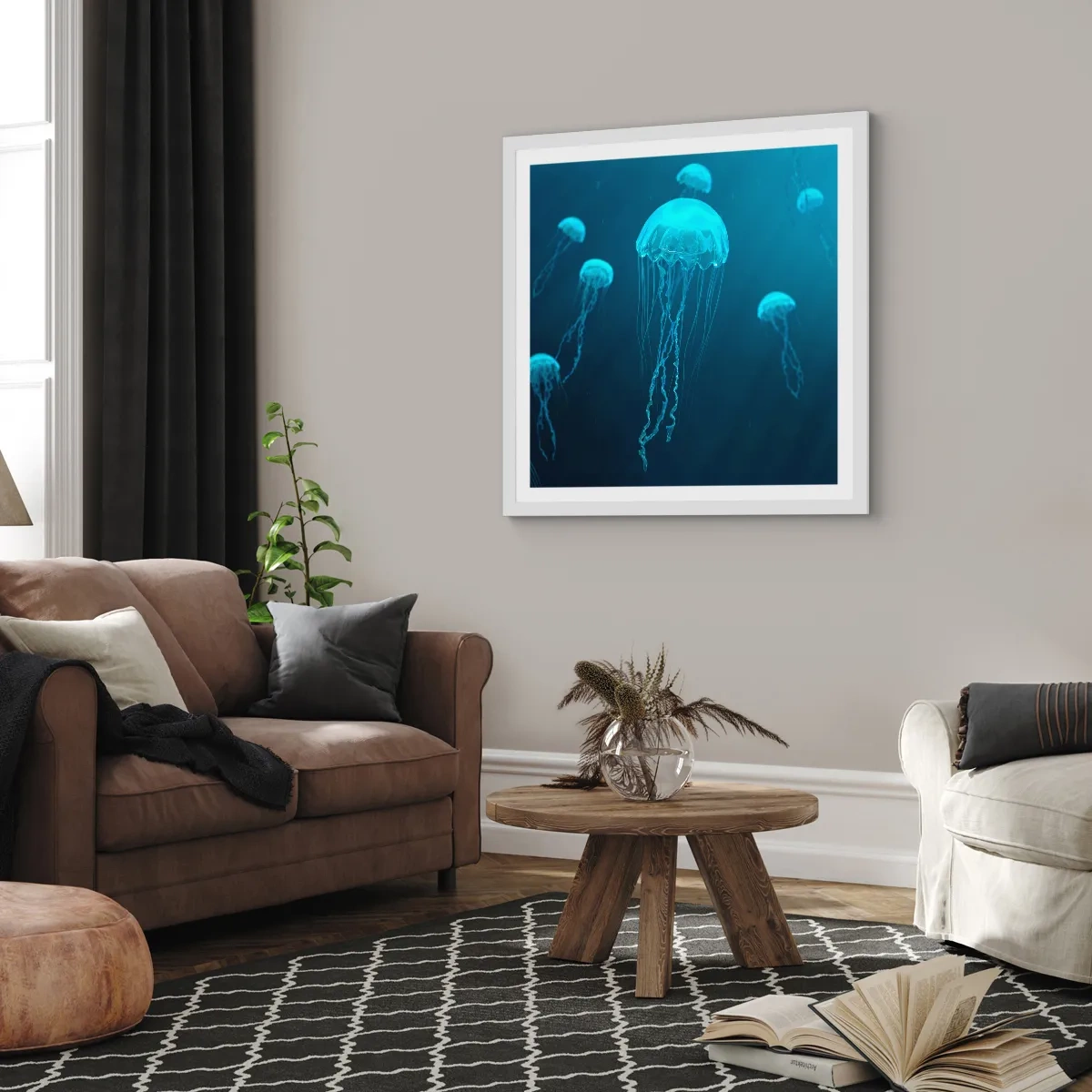 Poster in cornice bianca - La danza oceanica - 40x40 cm