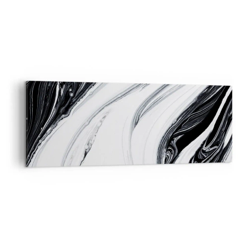 Quadro su tela - Stampe su Tela - Astrazione in bianco e nero con linee dinamiche e vortici - 140x50cm - L'unione degli opposti - Decorazione murale moderna per soggiorno e camera da letto ARTTOR