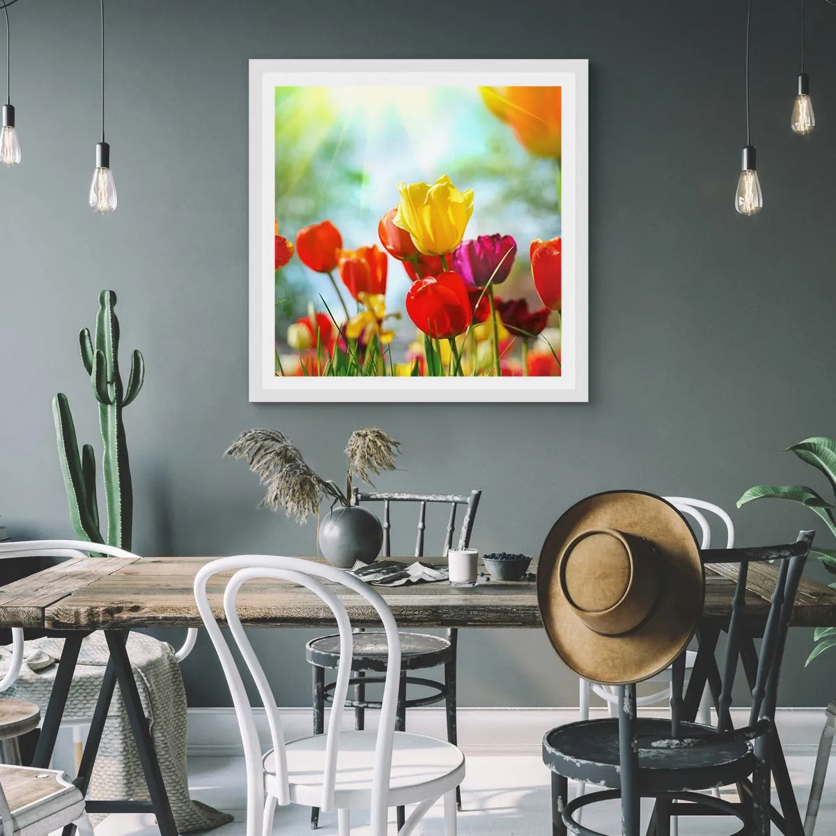 Poster in cornice bianca - Tutti i colori del sole - 50x50 cm