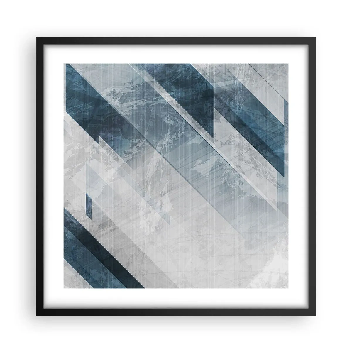 Poster in cornice nera - Composizione spaziale: movimento in grigio - 50x50 cm