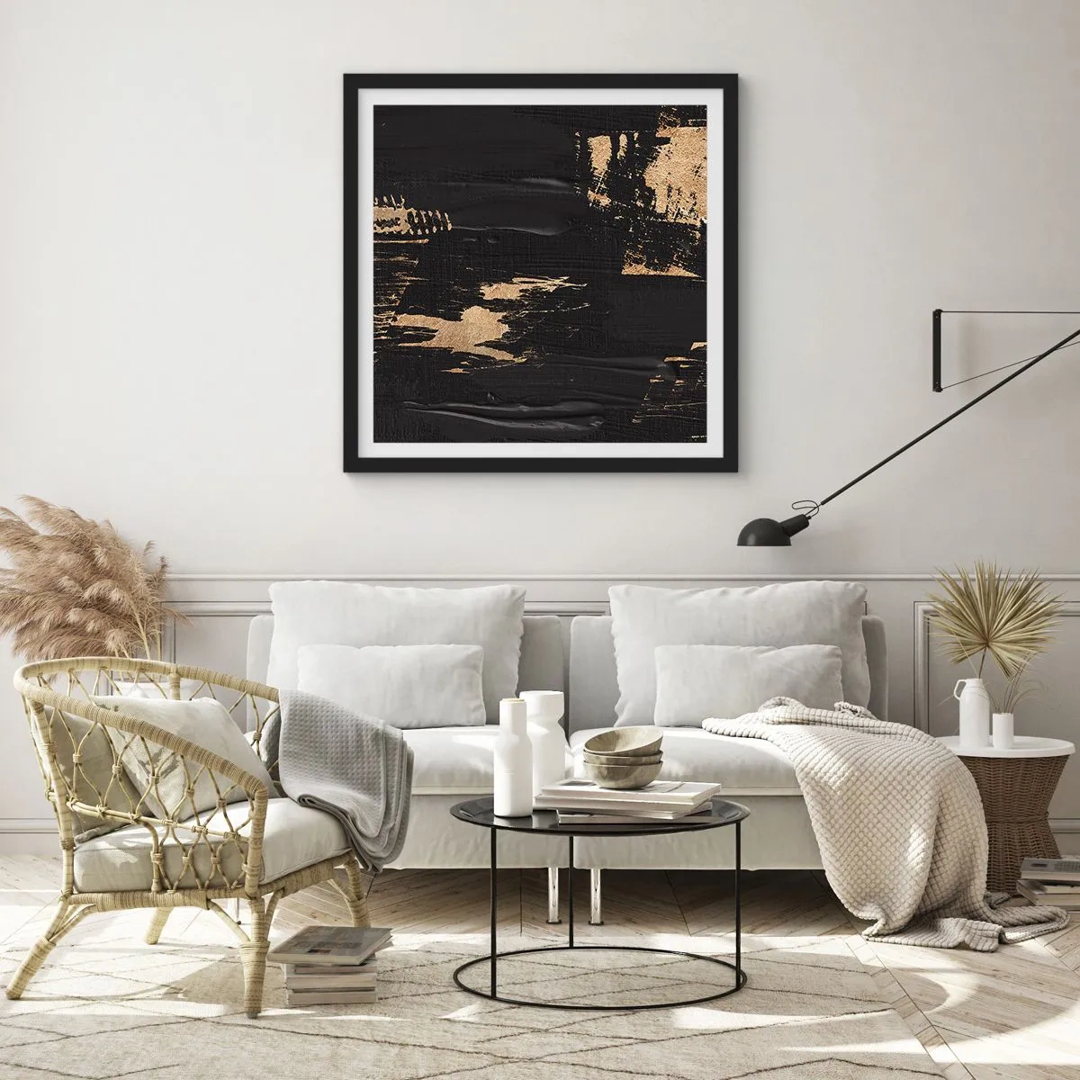 Poster in cornice nera - Tracce del contatto - 40x40 cm
