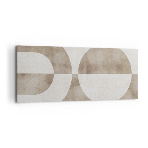 Quadro su tela - Stampe su Tela - Un dipinto astratto nei toni del beige con forme geometriche e simmetria. - 120x50cm - Analogie e differenze - Decorazione murale moderna per soggiorno e camera da letto ARTTOR