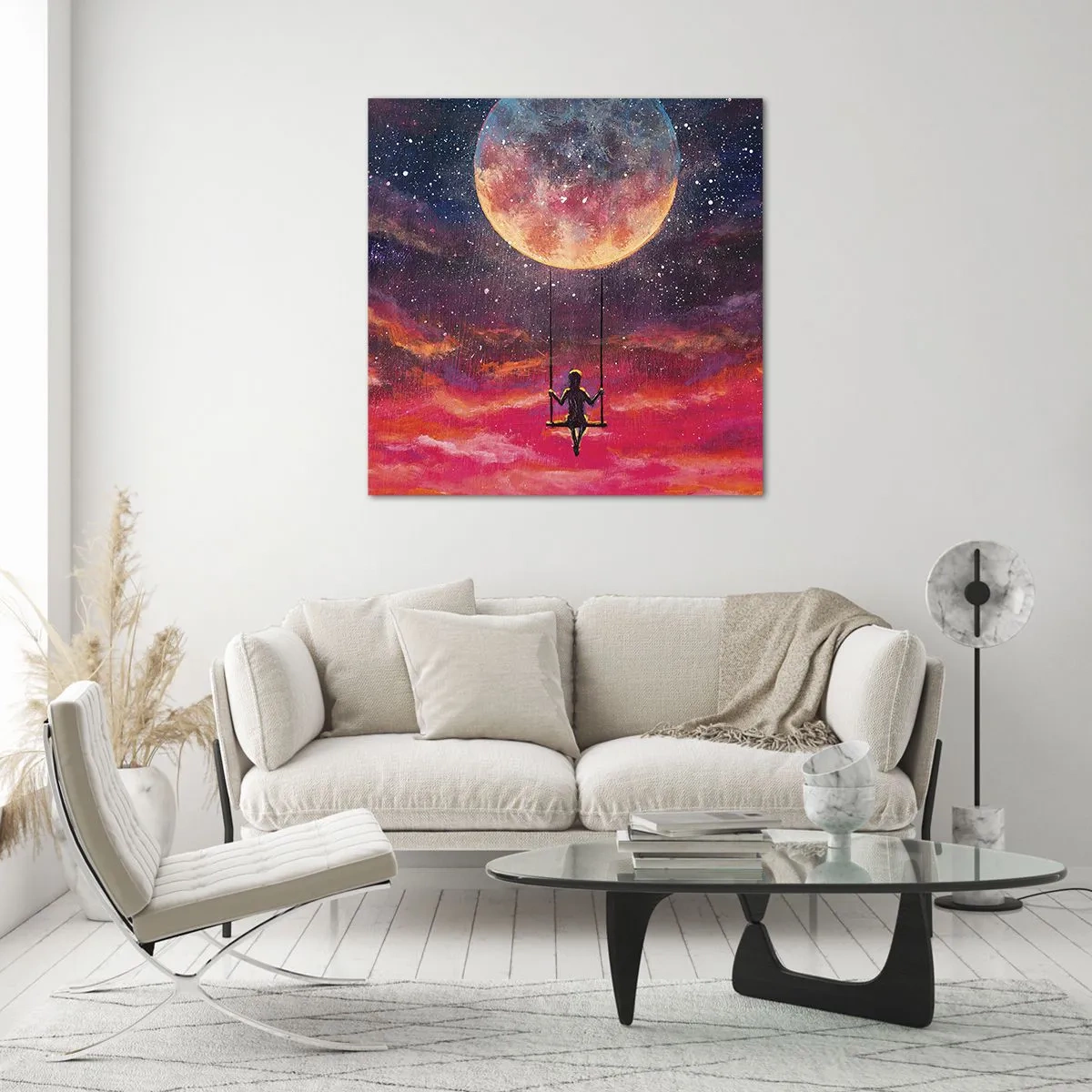 Quadro su vetro - Con la testa tra le nuvole - 50x50 cm