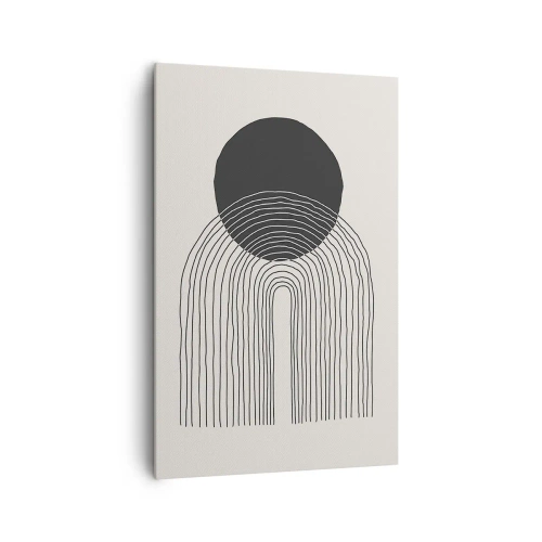 Quadro su tela - Stampe su Tela - Motivo astratto con linee e un cerchio nero su uno sfondo chiaro - 80x120cm - Tremore e fiducia - Decorazione murale moderna per soggiorno e camera da letto ARTTOR