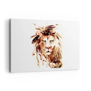 Quadro su tela - Stampe su Tela - Ritratto ad acquerello di un leone con dettagli intensi - 100x70cm - Forza e dignità - Decorazione murale moderna per soggiorno e camera da letto ARTTOR