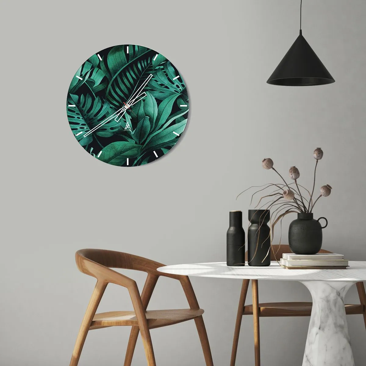 Orologio da parete - Orologio in Vetro - Dal profondo del verde tropicale - 40x40 cm