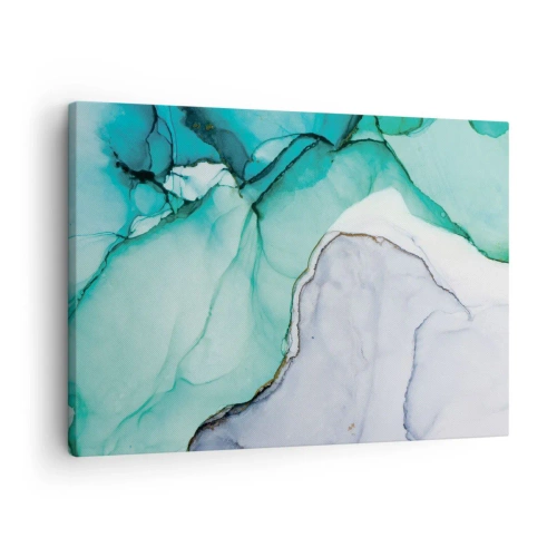 Quadro su tela - Stampe su Tela - Motivo astratto nei toni del turchese e del bianco - 70x50cm - Studio in turchese - Decorazione murale moderna per soggiorno e camera da letto ARTTOR