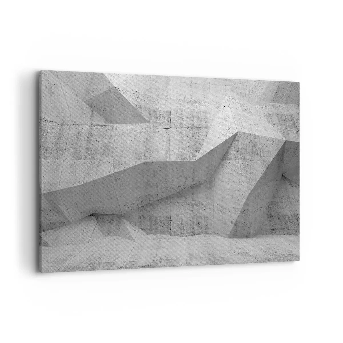 Quadro su tela - Stampe su Tela - Forme geometriche in cemento grigio - 100x70cm - Una vera sfida - Decorazione murale moderna per soggiorno e camera da letto ARTTOR