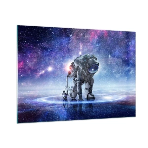 Quadro su vetro - Astronauta nello spazio contro il cielo stellato - 100x70cm - Il cielo stellato sopra di me - Decorazione murale moderna per soggiorno e camera da letto ARTTOR