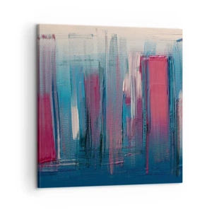 Quadro su tela - Stampe su Tela - Composizione verticale in blu e rosso - 60x60 cm