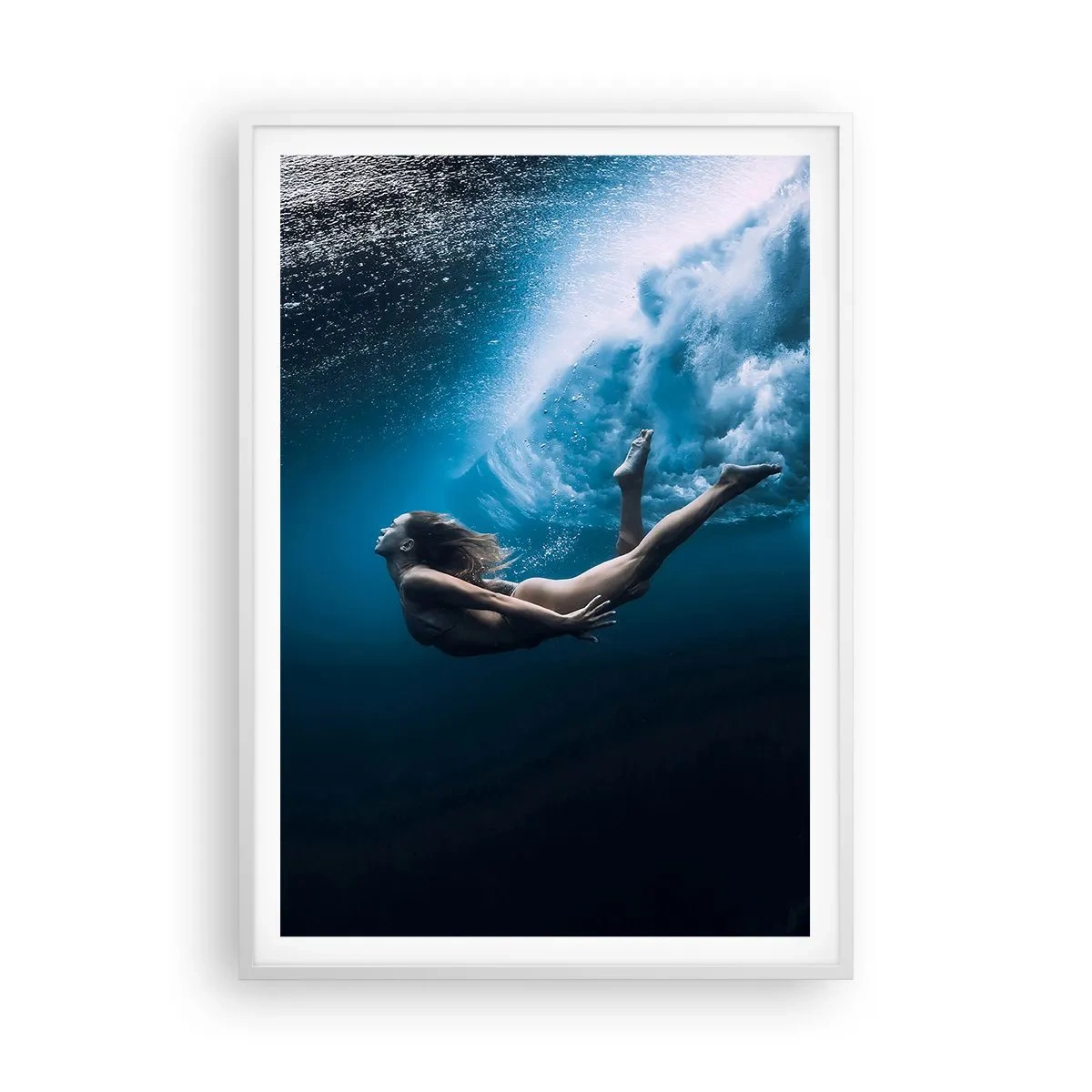 Poster in cornice bianca - Moderna sirena - 70x100 cm
