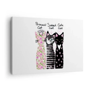 Quadro su tela - Stampe su Tela - Tre gatti con vari motivi artistici - 70x50cm - C'erano una volta tre gattini - Decorazione murale moderna per soggiorno e camera da letto ARTTOR