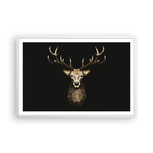 Poster in cornice bianca - Cervo cubista - 91x61 cm