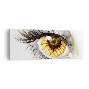 Quadro su tela - Stampe su Tela - Occhio artistico con iride a forma di girasole - 140x50cm - Uno sguardo caldo come l'estate - Decorazione murale moderna per soggiorno e camera da letto ARTTOR