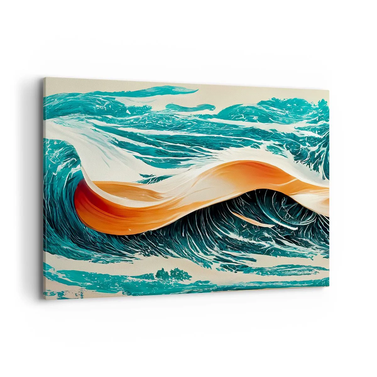 Quadro su tela - Stampe su Tela - Onde marine dinamiche con nastro astratto - 100x70cm - Il sogno del surfista - Decorazione murale moderna per soggiorno e camera da letto ARTTOR