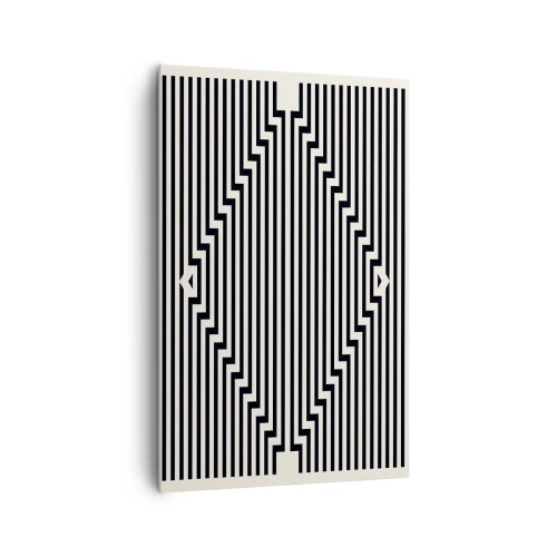 Quadro su tela - Stampe su Tela - Linee bianche e nere che creano un effetto di illusione geometrica - 80x120cm - Illusione geometrica - Decorazione murale moderna per soggiorno e camera da letto ARTTOR