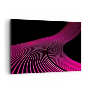 Quadro su tela - Stampe su Tela - Linee futuristiche nei toni del rosa su sfondo nero - 120x80cm - Il viale della luce - Decorazione murale moderna per soggiorno e camera da letto ARTTOR