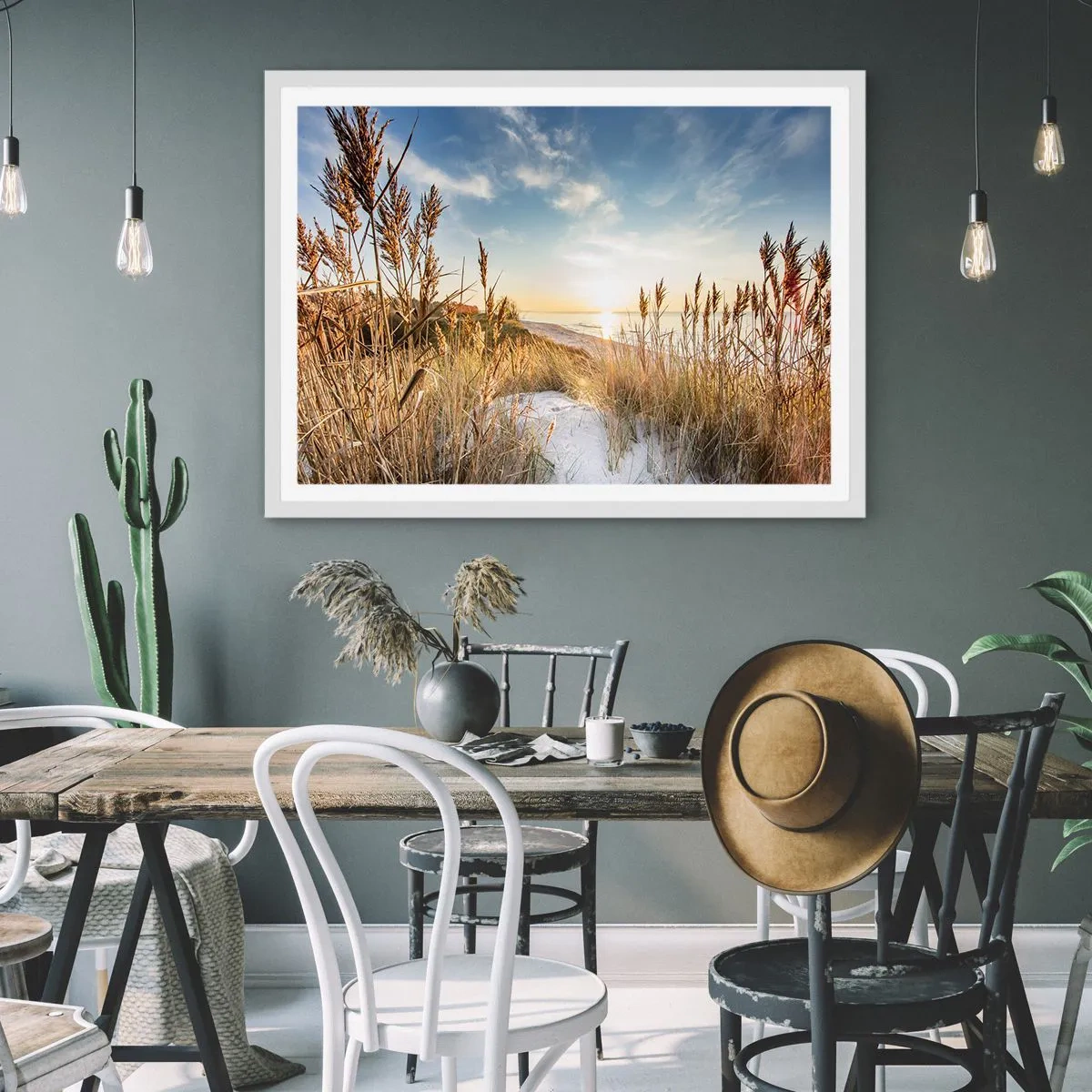 Poster in cornice bianca - Spiaggia del nord - 100x70 cm